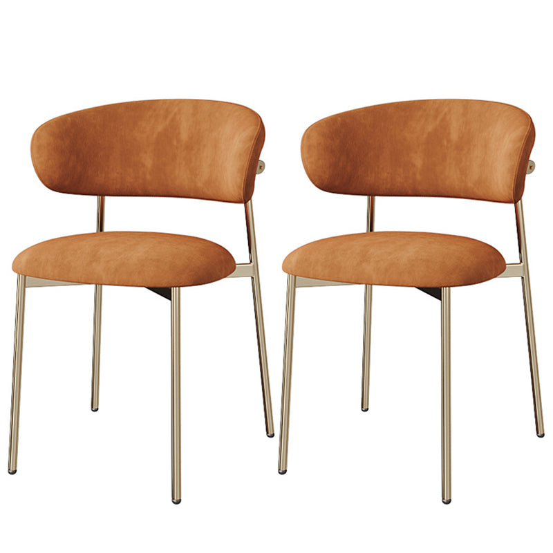 Glam Style Dining Chair Upholstered Open Back Dining Chair for Home Orange Gold 2 Piece Set Clearhalo 'Dining Chairs' 'Dining Tables & Seating' 'dining_chair' 'furn' 'furn_dining_chair' 'Furniture' 'furniture_dining_chair' 'Kitchen & Dining Furniture' 5004854