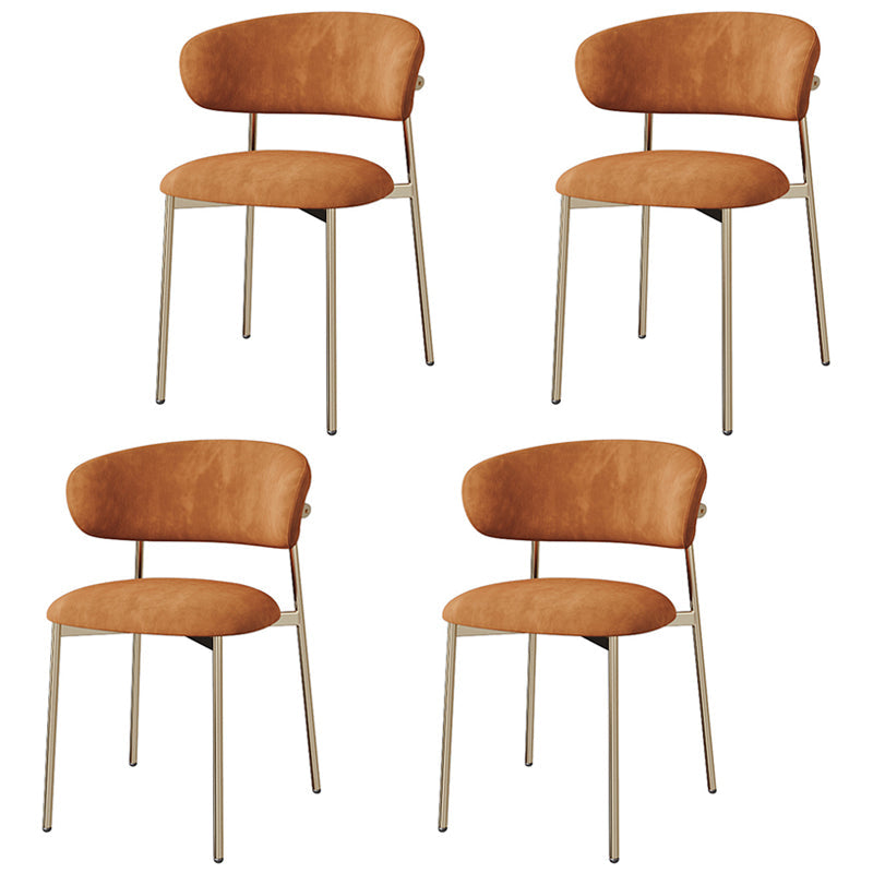 Glam Style Dining Chair Upholstered Open Back Dining Chair for Home Orange Gold 4 Piece Set Clearhalo 'Dining Chairs' 'Dining Tables & Seating' 'dining_chair' 'furn' 'furn_dining_chair' 'Furniture' 'furniture_dining_chair' 'Kitchen & Dining Furniture' 5004855