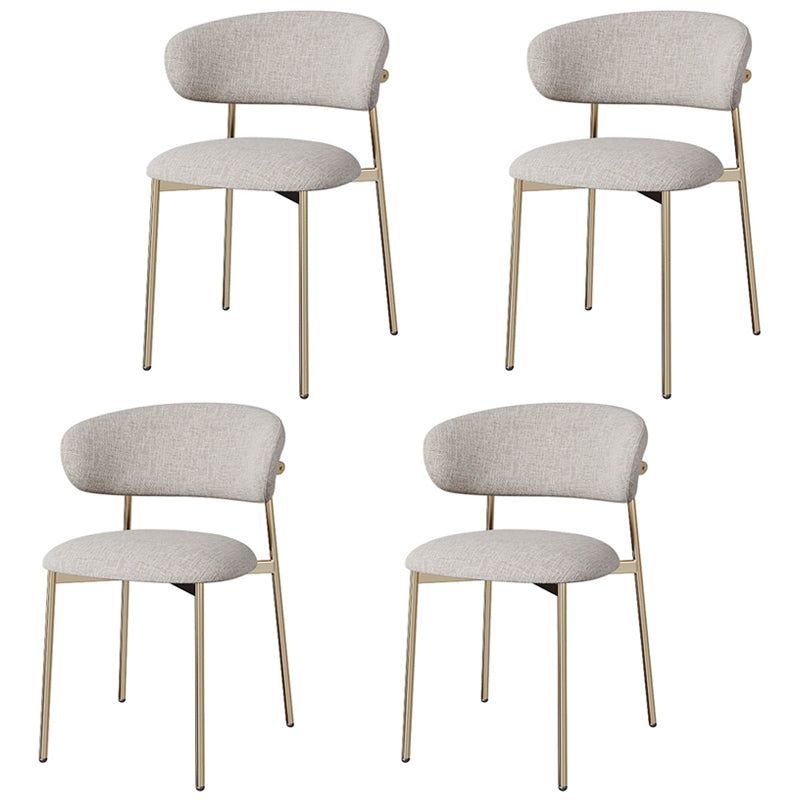 Glam Style Dining Chair Upholstered Open Back Dining Chair for Home Gray-Gold 4 Piece Set Clearhalo 'Dining Chairs' 'Dining Tables & Seating' 'dining_chair' 'furn' 'furn_dining_chair' 'Furniture' 'furniture_dining_chair' 'Kitchen & Dining Furniture' 5004858