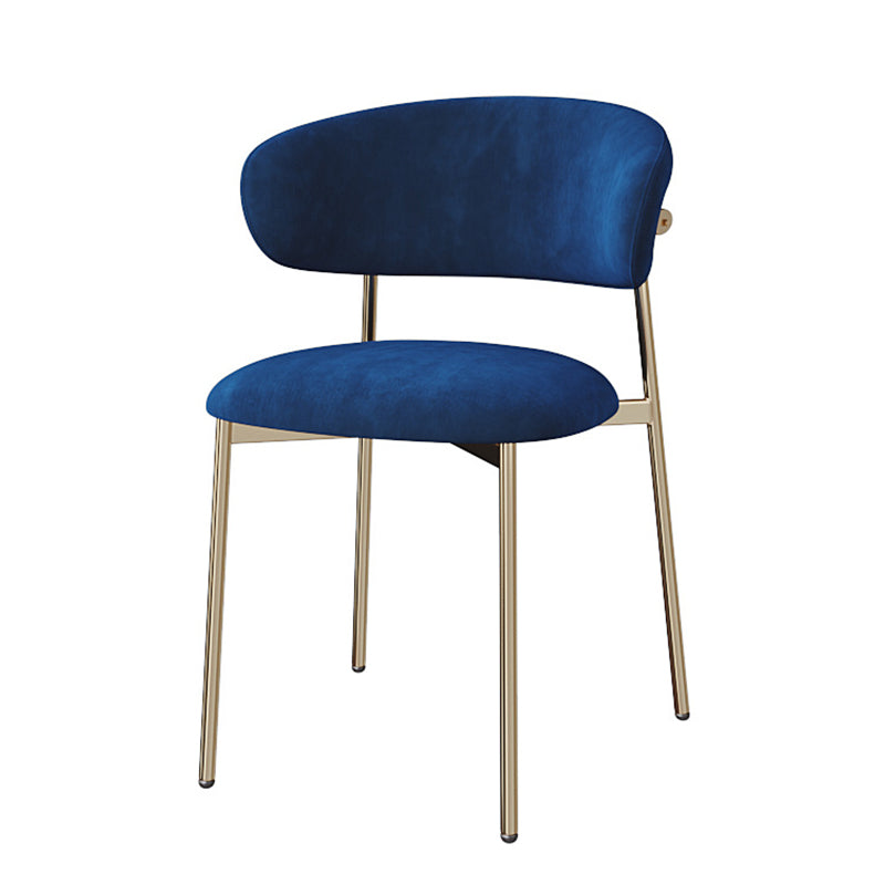 Glam Style Dining Chair Upholstered Open Back Dining Chair for Home Blue Gold 1 Piece Clearhalo 'Dining Chairs' 'Dining Tables & Seating' 'dining_chair' 'furn' 'furn_dining_chair' 'Furniture' 'furniture_dining_chair' 'Kitchen & Dining Furniture' 5004859