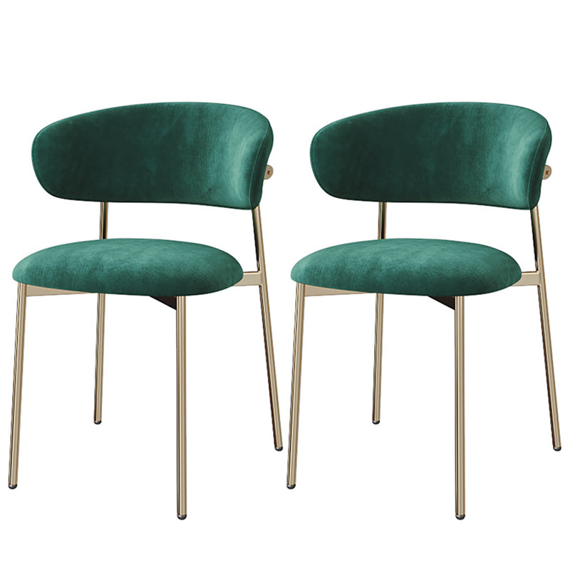 Glam Style Dining Chair Upholstered Open Back Dining Chair for Home Green Gold 2 Piece Set Clearhalo 'Dining Chairs' 'Dining Tables & Seating' 'dining_chair' 'furn' 'furn_dining_chair' 'Furniture' 'furniture_dining_chair' 'Kitchen & Dining Furniture' 5004863