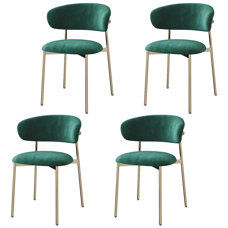 Glam Style Dining Chair Upholstered Open Back Dining Chair for Home Green Gold 4 Piece Set Clearhalo 'Dining Chairs' 'Dining Tables & Seating' 'dining_chair' 'furn' 'furn_dining_chair' 'Furniture' 'furniture_dining_chair' 'Kitchen & Dining Furniture' 5004864