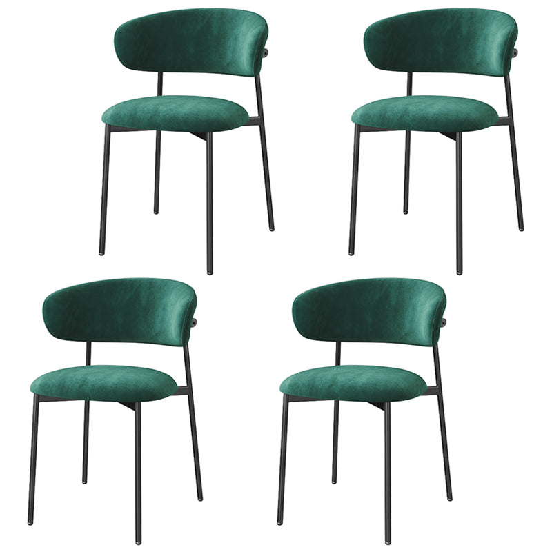 Glam Style Dining Chair Upholstered Open Back Dining Chair for Home Green-Black 4 Piece Set Clearhalo 'Dining Chairs' 'Dining Tables & Seating' 'dining_chair' 'furn' 'furn_dining_chair' 'Furniture' 'furniture_dining_chair' 'Kitchen & Dining Furniture' 5004867