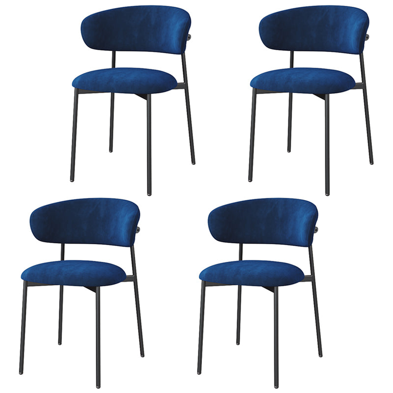 Glam Style Dining Chair Upholstered Open Back Dining Chair for Home Blue-Black 4 Piece Set Clearhalo 'Dining Chairs' 'Dining Tables & Seating' 'dining_chair' 'furn' 'furn_dining_chair' 'Furniture' 'furniture_dining_chair' 'Kitchen & Dining Furniture' 5004870