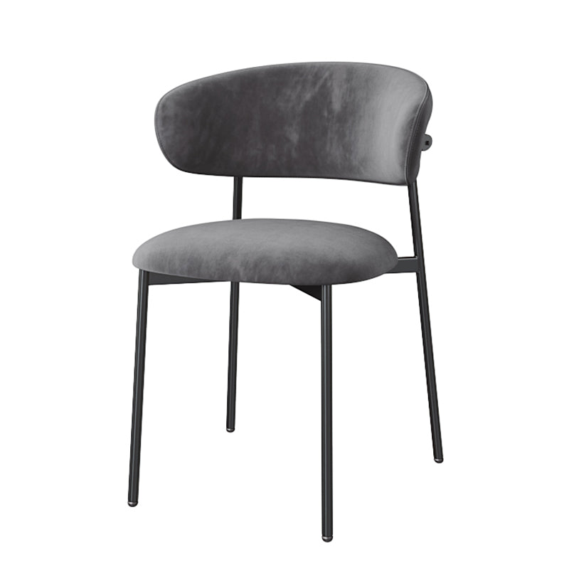Glam Style Dining Chair Upholstered Open Back Dining Chair for Home Dark Gray 1 Piece Clearhalo 'Dining Chairs' 'Dining Tables & Seating' 'dining_chair' 'furn' 'furn_dining_chair' 'Furniture' 'furniture_dining_chair' 'Kitchen & Dining Furniture' 5004871