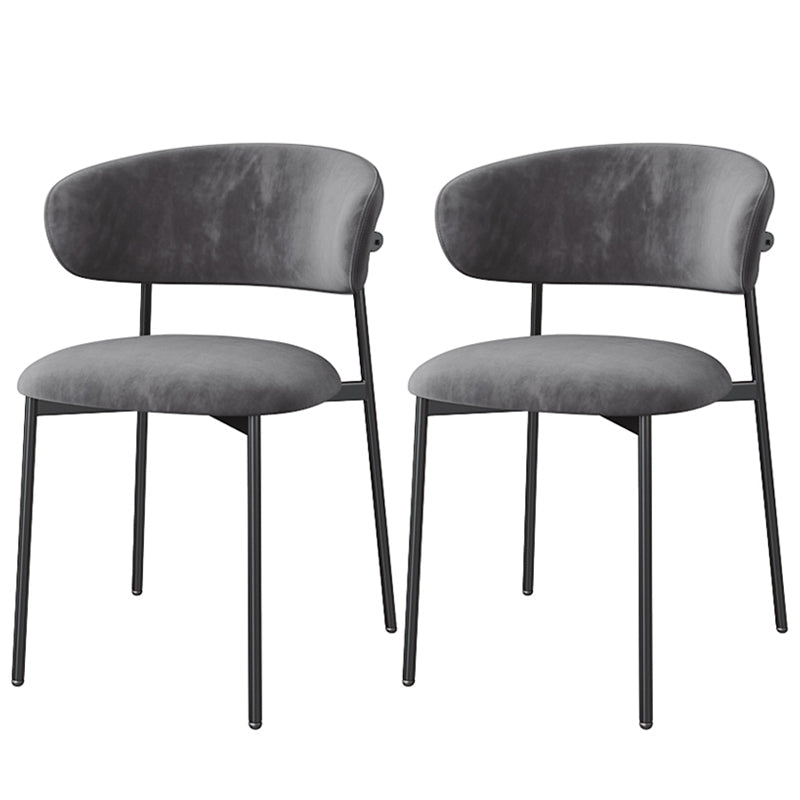 Glam Style Dining Chair Upholstered Open Back Dining Chair for Home Dark Gray 2 Piece Set Clearhalo 'Dining Chairs' 'Dining Tables & Seating' 'dining_chair' 'furn' 'furn_dining_chair' 'Furniture' 'furniture_dining_chair' 'Kitchen & Dining Furniture' 5004872