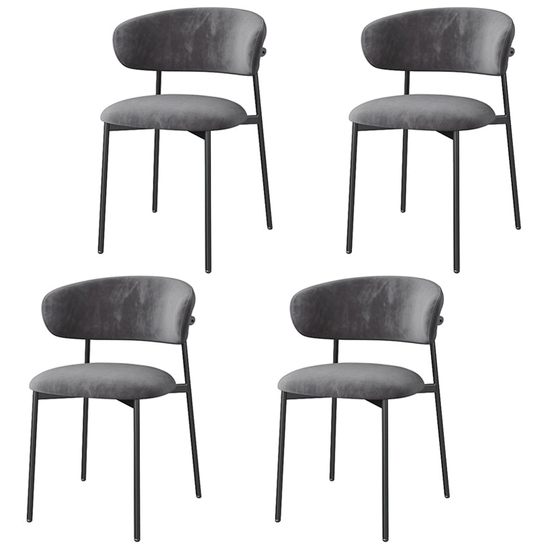 Glam Style Dining Chair Upholstered Open Back Dining Chair for Home Dark Gray 4 Piece Set Clearhalo 'Dining Chairs' 'Dining Tables & Seating' 'dining_chair' 'furn' 'furn_dining_chair' 'Furniture' 'furniture_dining_chair' 'Kitchen & Dining Furniture' 5004873