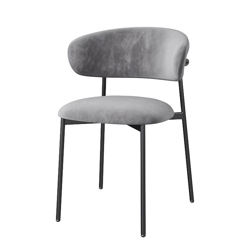 Glam Style Dining Chair Upholstered Open Back Dining Chair for Home Black-Gray 1 Piece Clearhalo 'Dining Chairs' 'Dining Tables & Seating' 'dining_chair' 'furn' 'furn_dining_chair' 'Furniture' 'furniture_dining_chair' 'Kitchen & Dining Furniture' 5004874