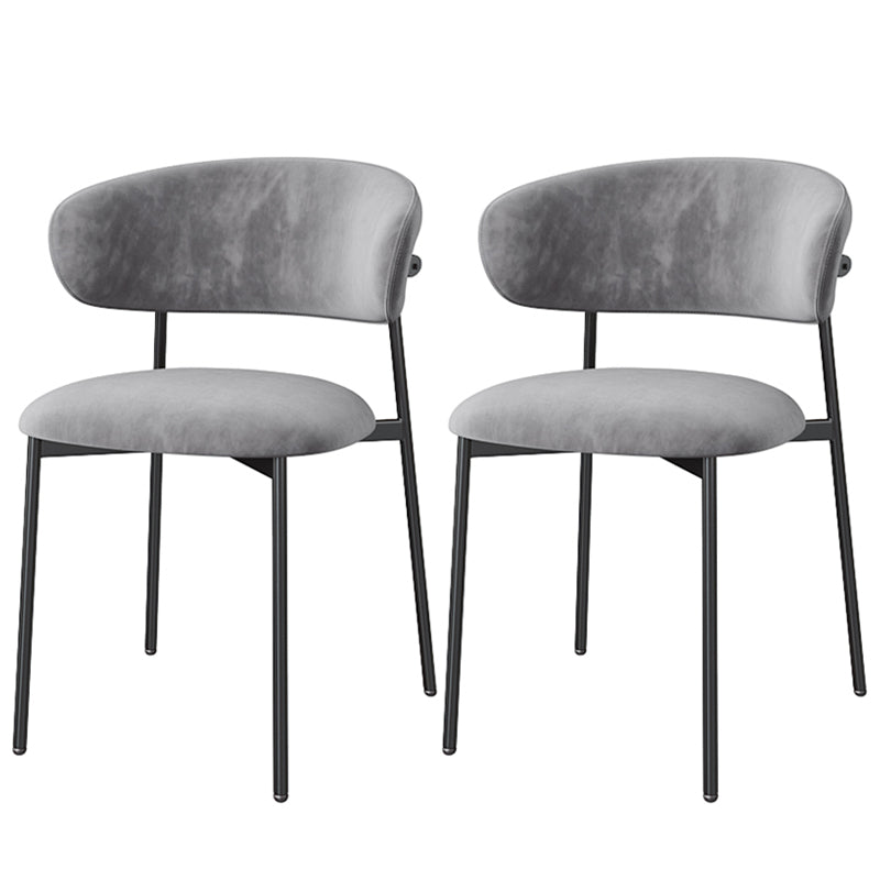 Glam Style Dining Chair Upholstered Open Back Dining Chair for Home Black-Gray 2 Piece Set Clearhalo 'Dining Chairs' 'Dining Tables & Seating' 'dining_chair' 'furn' 'furn_dining_chair' 'Furniture' 'furniture_dining_chair' 'Kitchen & Dining Furniture' 5004875