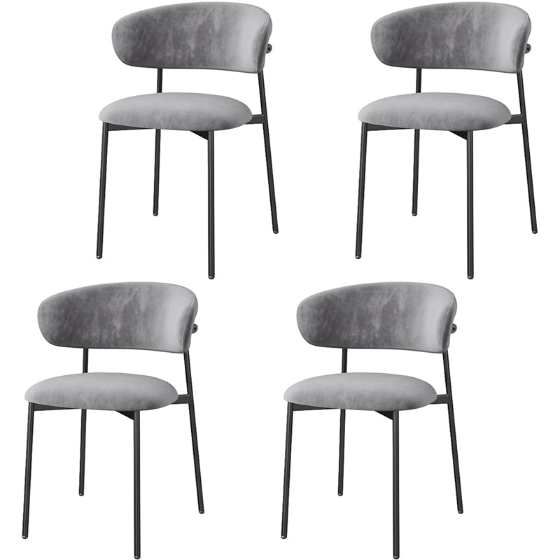 Glam Style Dining Chair Upholstered Open Back Dining Chair for Home Black-Gray 4 Piece Set Clearhalo 'Dining Chairs' 'Dining Tables & Seating' 'dining_chair' 'furn' 'furn_dining_chair' 'Furniture' 'furniture_dining_chair' 'Kitchen & Dining Furniture' 5004876