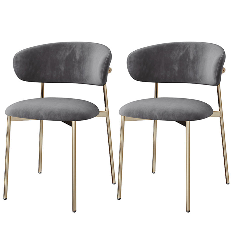 Glam Style Dining Chair Upholstered Open Back Dining Chair for Home Silver Gray 2 Piece Set Clearhalo 'Dining Chairs' 'Dining Tables & Seating' 'dining_chair' 'furn' 'furn_dining_chair' 'Furniture' 'furniture_dining_chair' 'Kitchen & Dining Furniture' 5004878