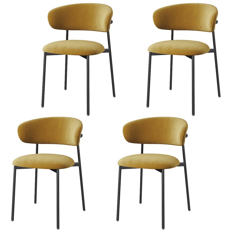 Glam Style Dining Chair Upholstered Open Back Dining Chair for Home Black-Yellow 4 Piece Set Clearhalo 'Dining Chairs' 'Dining Tables & Seating' 'dining_chair' 'furn' 'furn_dining_chair' 'Furniture' 'furniture_dining_chair' 'Kitchen & Dining Furniture' 5004885