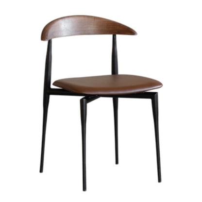 Faux Leather Stackable Side Chair Contemporary Open Back Dining Chair Brown 1 Piece Clearhalo 'Dining Chairs' 'Dining Tables & Seating' 'dining_chair' 'furn' 'furn_dining_chair' 'Furniture' 'furniture_dining_chair' 'Kitchen & Dining Furniture' 5004894