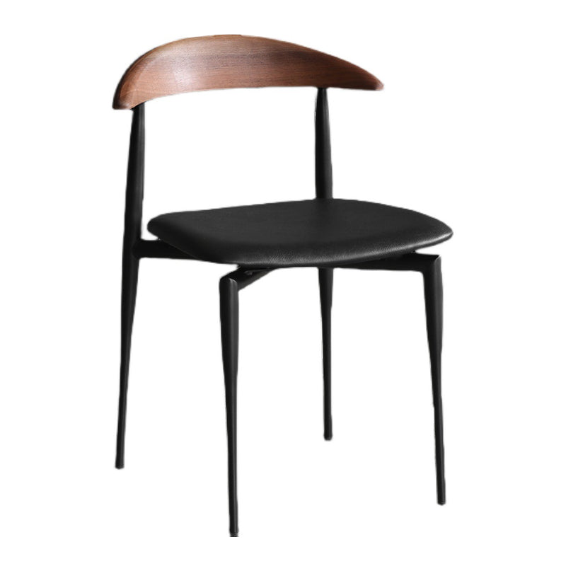 Faux Leather Stackable Side Chair Contemporary Open Back Dining Chair Brown-Black 1 Piece Clearhalo 'Dining Chairs' 'Dining Tables & Seating' 'dining_chair' 'furn' 'furn_dining_chair' 'Furniture' 'furniture_dining_chair' 'Kitchen & Dining Furniture' 5004899