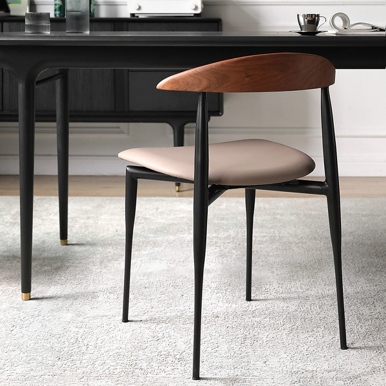 Faux Leather Stackable Side Chair Contemporary Open Back Dining Chair Clearhalo 'Dining Chairs' 'Dining Tables & Seating' 'dining_chair' 'furn' 'furn_dining_chair' 'Furniture' 'furniture_dining_chair' 'Kitchen & Dining Furniture' 5004905