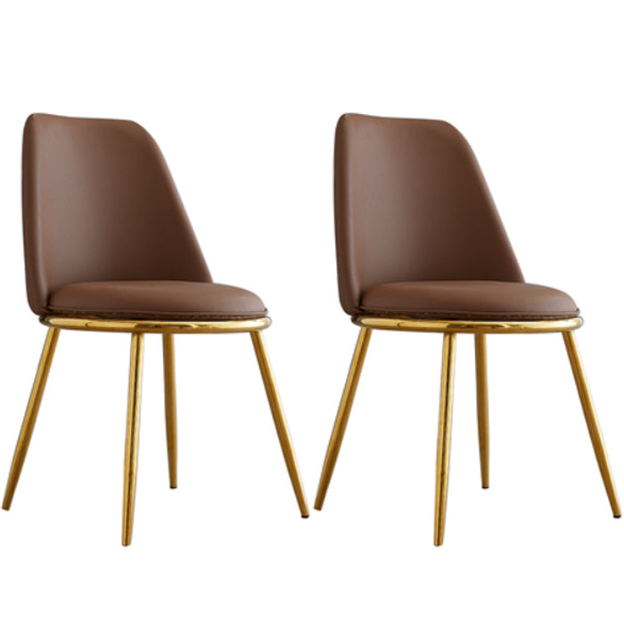 Armless Dining Chairs Nordic Side Kitchen Chairs for Dining Room Brown 2 Piece Set Clearhalo 'Dining Chairs' 'Dining Tables & Seating' 'dining_chair' 'furn' 'furn_dining_chair' 'Furniture' 'furniture_dining_chair' 'Kitchen & Dining Furniture' 5004915