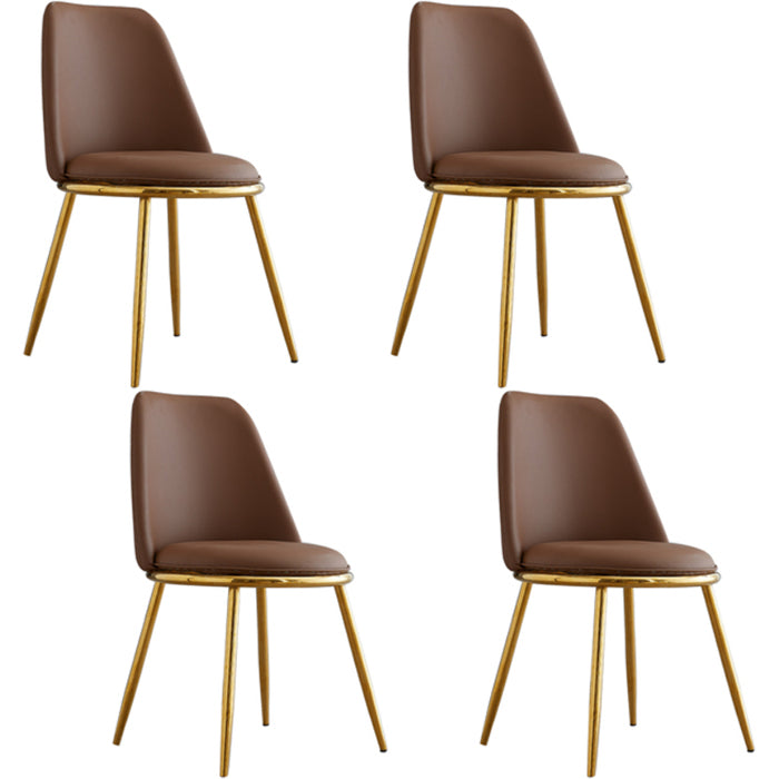 Armless Dining Chairs Nordic Side Kitchen Chairs for Dining Room Brown 4 Piece Set Clearhalo 'Dining Chairs' 'Dining Tables & Seating' 'dining_chair' 'furn' 'furn_dining_chair' 'Furniture' 'furniture_dining_chair' 'Kitchen & Dining Furniture' 5004918
