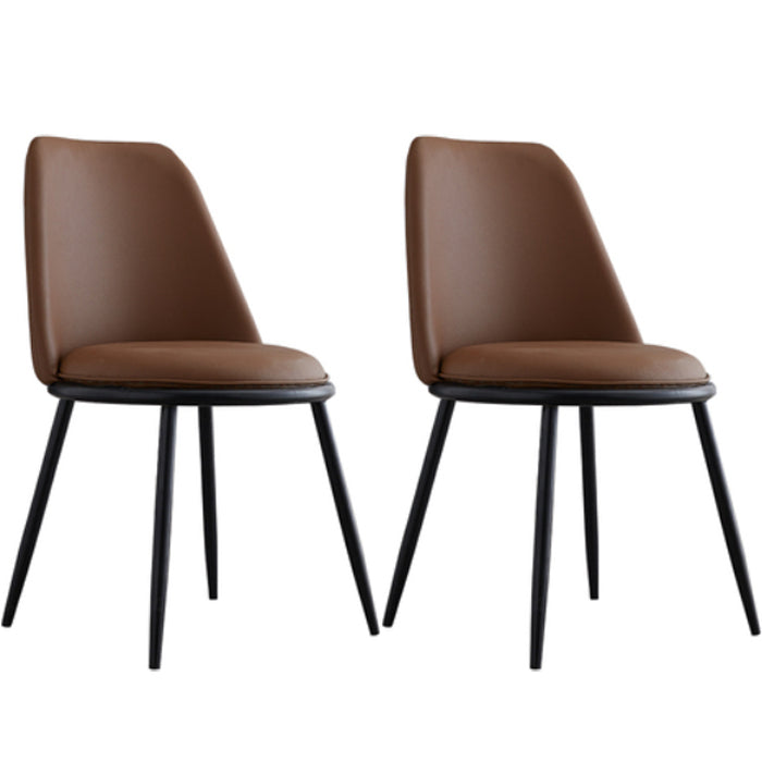 Armless Dining Chairs Nordic Side Kitchen Chairs for Dining Room Black-Brown 2 Piece Set Clearhalo 'Dining Chairs' 'Dining Tables & Seating' 'dining_chair' 'furn' 'furn_dining_chair' 'Furniture' 'furniture_dining_chair' 'Kitchen & Dining Furniture' 5004935