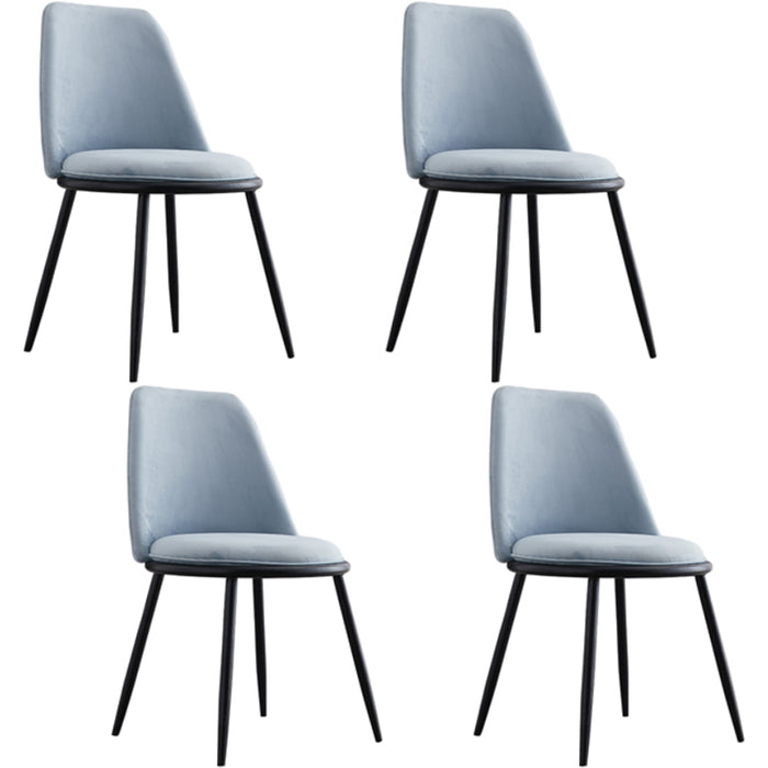 Armless Dining Chairs Nordic Side Kitchen Chairs for Dining Room Black-Blue 4 Piece Set Clearhalo 'Dining Chairs' 'Dining Tables & Seating' 'dining_chair' 'furn' 'furn_dining_chair' 'Furniture' 'furniture_dining_chair' 'Kitchen & Dining Furniture' 5004940