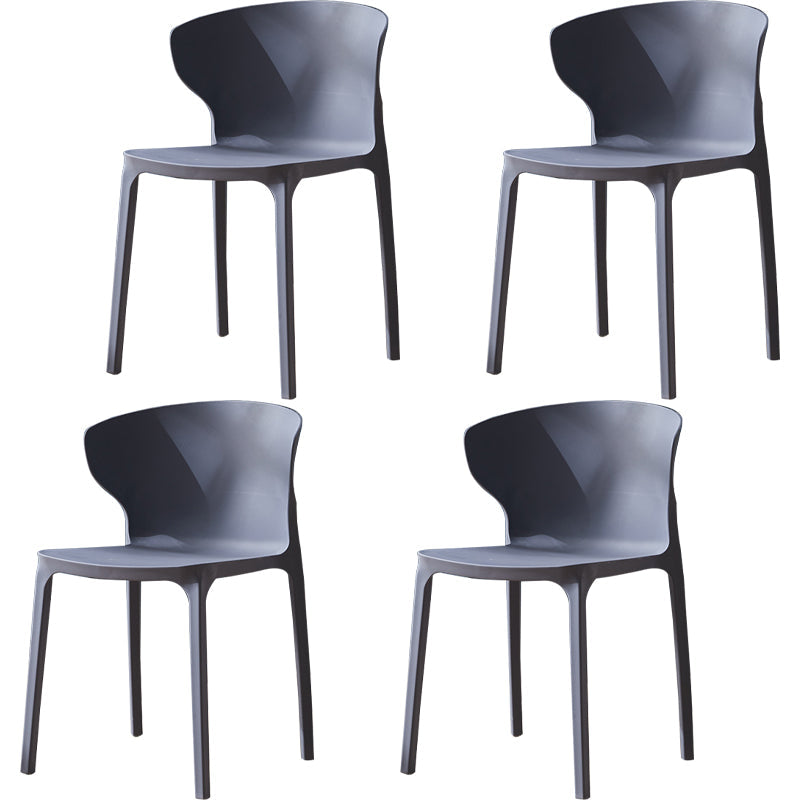 Scandinavian Plastic Side Chair Wingback Kitchen Dining Room Chair Dark Gray 4 Piece Set Clearhalo 'Dining Chairs' 'Dining Tables & Seating' 'dining_chair' 'furn' 'furn_dining_chair' 'Furniture' 'furniture_dining_chair' 'Kitchen & Dining Furniture' 5004981