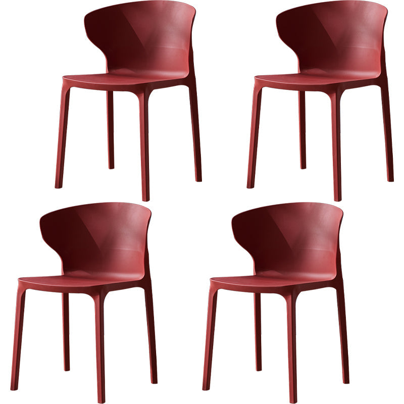 Scandinavian Plastic Side Chair Wingback Kitchen Dining Room Chair Burgundy 4 Piece Set Clearhalo 'Dining Chairs' 'Dining Tables & Seating' 'dining_chair' 'furn' 'furn_dining_chair' 'Furniture' 'furniture_dining_chair' 'Kitchen & Dining Furniture' 5004990