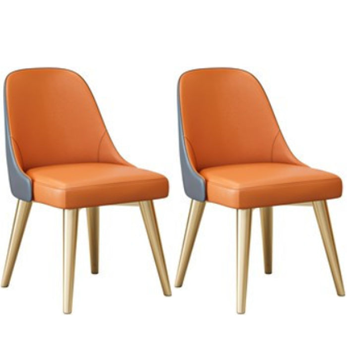 Nordic Armless Side Dining Chairs Entryway Dining Room Chairs Gray-Orange 2 Piece Set Clearhalo 'Dining Chairs' 'Dining Tables & Seating' 'dining_chair' 'furn' 'furn_dining_chair' 'Furniture' 'furniture_dining_chair' 'Kitchen & Dining Furniture' 5005033