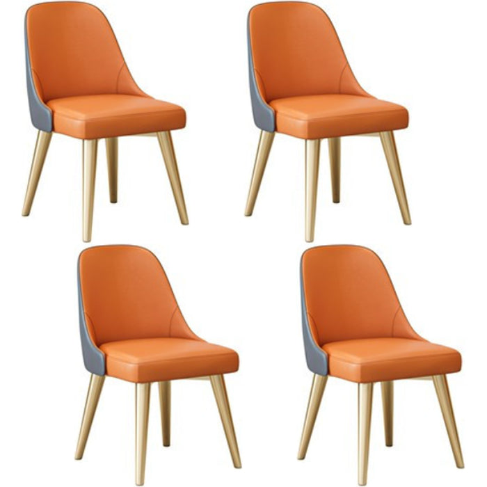 Nordic Armless Side Dining Chairs Entryway Dining Room Chairs Gray-Orange 4 Piece Set Clearhalo 'Dining Chairs' 'Dining Tables & Seating' 'dining_chair' 'furn' 'furn_dining_chair' 'Furniture' 'furniture_dining_chair' 'Kitchen & Dining Furniture' 5005035