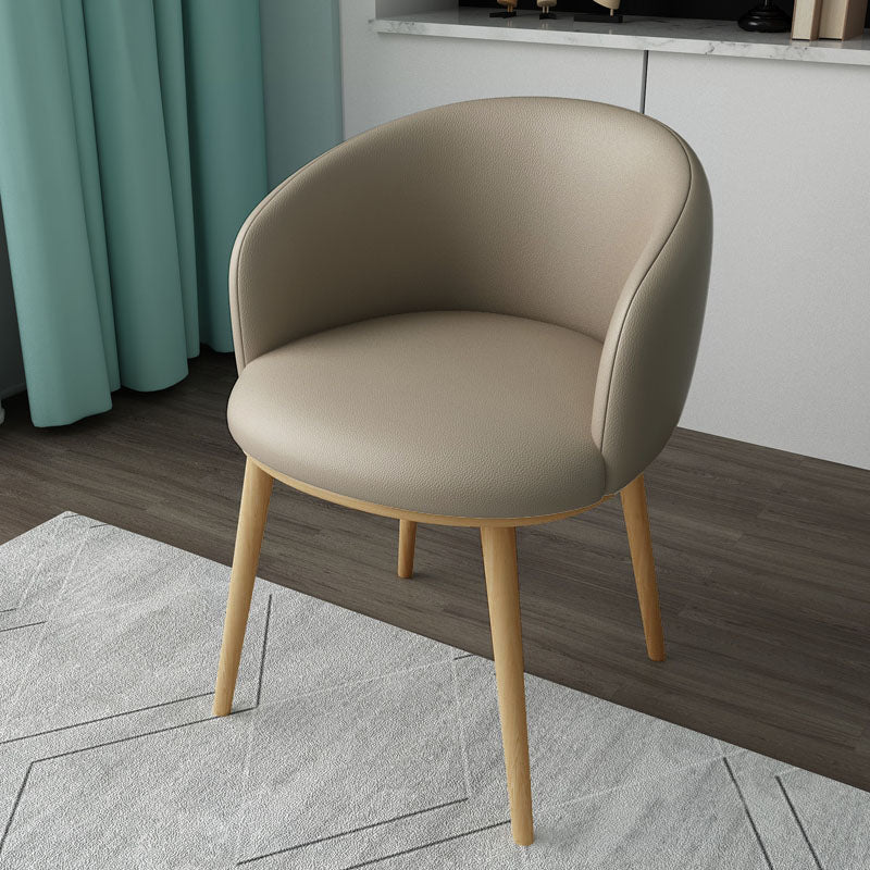 Glam Style Arm Chair Parsons 16.5" Wide Dining Chair for Dining Room Khaki Faux Leather 1 Piece Clearhalo 'Dining Chairs' 'Dining Tables & Seating' 'dining_chair' 'furn' 'furn_dining_chair' 'Furniture' 'furniture_dining_chair' 'Kitchen & Dining Furniture' 5005053