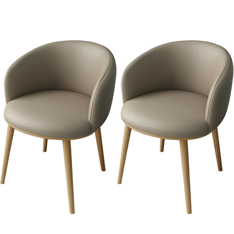 Glam Style Arm Chair Parsons 16.5" Wide Dining Chair for Dining Room Khaki Faux Leather 2 Piece Set Clearhalo 'Dining Chairs' 'Dining Tables & Seating' 'dining_chair' 'furn' 'furn_dining_chair' 'Furniture' 'furniture_dining_chair' 'Kitchen & Dining Furniture' 5005055