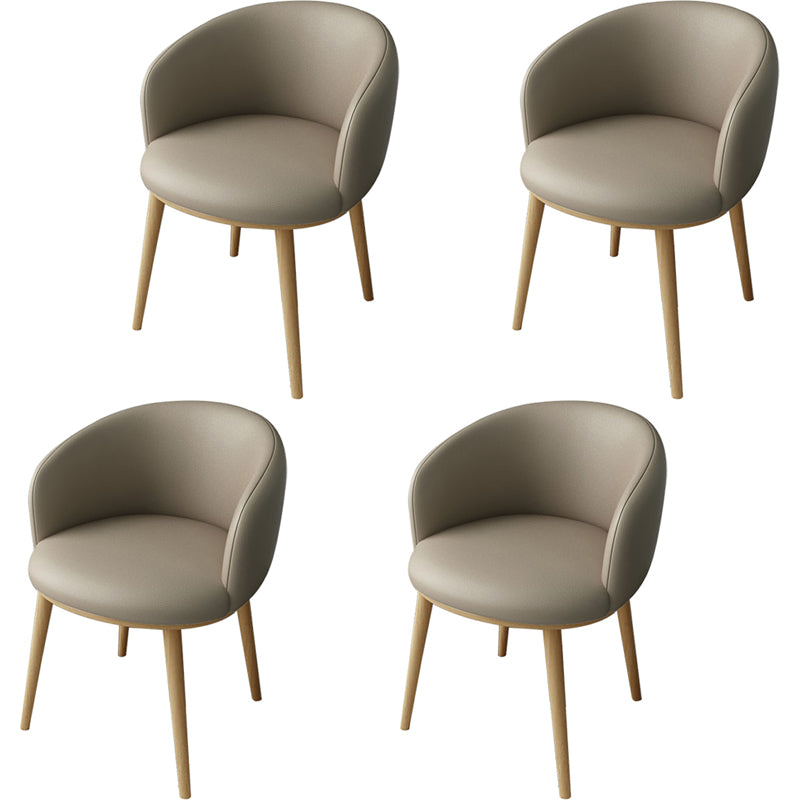 Glam Style Arm Chair Parsons 16.5" Wide Dining Chair for Dining Room Khaki Faux Leather 4 Piece Set Clearhalo 'Dining Chairs' 'Dining Tables & Seating' 'dining_chair' 'furn' 'furn_dining_chair' 'Furniture' 'furniture_dining_chair' 'Kitchen & Dining Furniture' 5005057