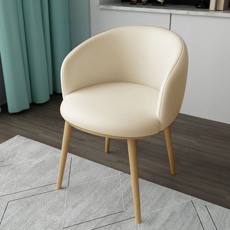 Glam Style Arm Chair Parsons 16.5" Wide Dining Chair for Dining Room White Faux Leather 1 Piece Clearhalo 'Dining Chairs' 'Dining Tables & Seating' 'dining_chair' 'furn' 'furn_dining_chair' 'Furniture' 'furniture_dining_chair' 'Kitchen & Dining Furniture' 5005084