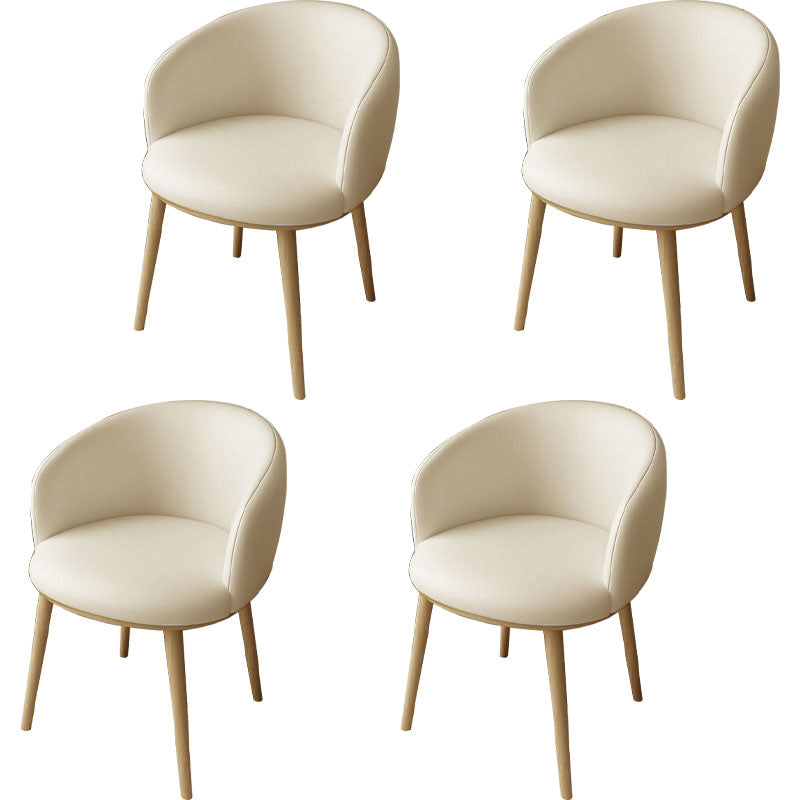 Glam Style Arm Chair Parsons 16.5" Wide Dining Chair for Dining Room White Faux Leather 4 Piece Set Clearhalo 'Dining Chairs' 'Dining Tables & Seating' 'dining_chair' 'furn' 'furn_dining_chair' 'Furniture' 'furniture_dining_chair' 'Kitchen & Dining Furniture' 5005086