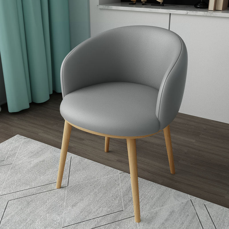 Glam Style Arm Chair Parsons 16.5" Wide Dining Chair for Dining Room Light Gray Faux Leather 1 Piece Clearhalo 'Dining Chairs' 'Dining Tables & Seating' 'dining_chair' 'furn' 'furn_dining_chair' 'Furniture' 'furniture_dining_chair' 'Kitchen & Dining Furniture' 5005087