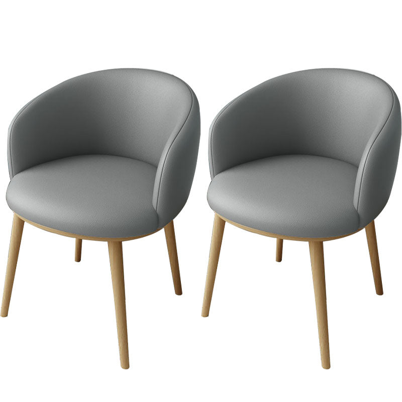 Glam Style Arm Chair Parsons 16.5" Wide Dining Chair for Dining Room Light Gray Faux Leather 2 Piece Set Clearhalo 'Dining Chairs' 'Dining Tables & Seating' 'dining_chair' 'furn' 'furn_dining_chair' 'Furniture' 'furniture_dining_chair' 'Kitchen & Dining Furniture' 5005088