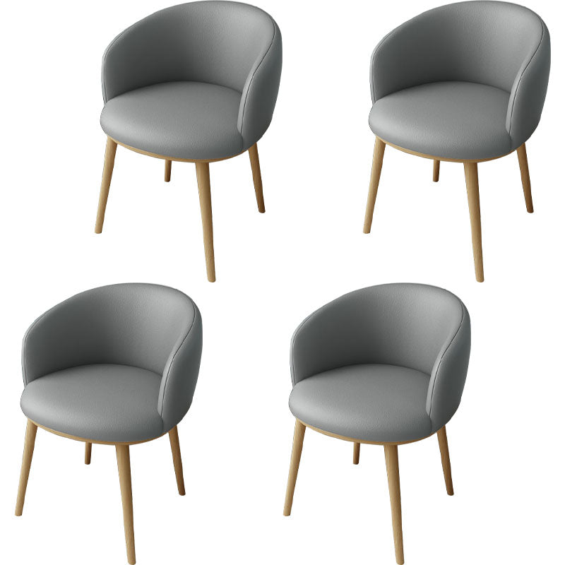 Glam Style Arm Chair Parsons 16.5" Wide Dining Chair for Dining Room Light Gray Faux Leather 4 Piece Set Clearhalo 'Dining Chairs' 'Dining Tables & Seating' 'dining_chair' 'furn' 'furn_dining_chair' 'Furniture' 'furniture_dining_chair' 'Kitchen & Dining Furniture' 5005089