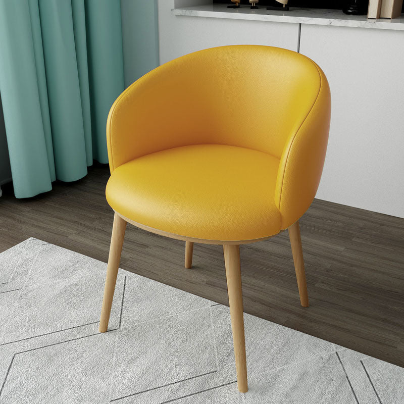 Glam Style Arm Chair Parsons 16.5" Wide Dining Chair for Dining Room Yellow Faux Leather 1 Piece Clearhalo 'Dining Chairs' 'Dining Tables & Seating' 'dining_chair' 'furn' 'furn_dining_chair' 'Furniture' 'furniture_dining_chair' 'Kitchen & Dining Furniture' 5005090