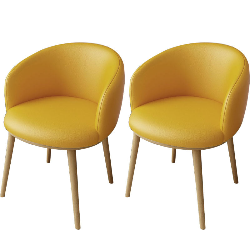 Glam Style Arm Chair Parsons 16.5" Wide Dining Chair for Dining Room Yellow Faux Leather 2 Piece Set Clearhalo 'Dining Chairs' 'Dining Tables & Seating' 'dining_chair' 'furn' 'furn_dining_chair' 'Furniture' 'furniture_dining_chair' 'Kitchen & Dining Furniture' 5005091