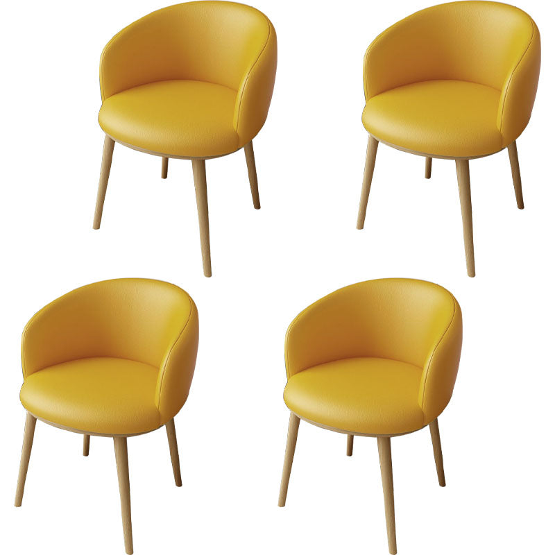 Glam Style Arm Chair Parsons 16.5" Wide Dining Chair for Dining Room Yellow Faux Leather 4 Piece Set Clearhalo 'Dining Chairs' 'Dining Tables & Seating' 'dining_chair' 'furn' 'furn_dining_chair' 'Furniture' 'furniture_dining_chair' 'Kitchen & Dining Furniture' 5005092