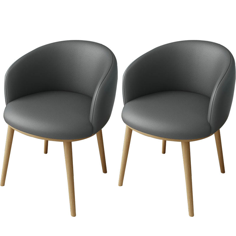 Glam Style Arm Chair Parsons 16.5" Wide Dining Chair for Dining Room Dark Gray Faux Leather 2 Piece Set Clearhalo 'Dining Chairs' 'Dining Tables & Seating' 'dining_chair' 'furn' 'furn_dining_chair' 'Furniture' 'furniture_dining_chair' 'Kitchen & Dining Furniture' 5005094