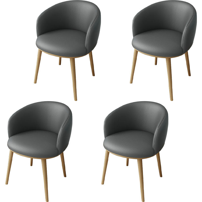 Glam Style Arm Chair Parsons 16.5" Wide Dining Chair for Dining Room Dark Gray Faux Leather 4 Piece Set Clearhalo 'Dining Chairs' 'Dining Tables & Seating' 'dining_chair' 'furn' 'furn_dining_chair' 'Furniture' 'furniture_dining_chair' 'Kitchen & Dining Furniture' 5005095