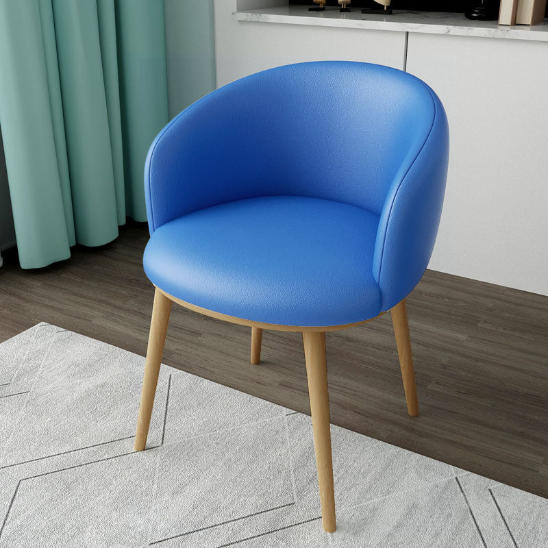 Glam Style Arm Chair Parsons 16.5" Wide Dining Chair for Dining Room Blue Faux Leather 1 Piece Clearhalo 'Dining Chairs' 'Dining Tables & Seating' 'dining_chair' 'furn' 'furn_dining_chair' 'Furniture' 'furniture_dining_chair' 'Kitchen & Dining Furniture' 5005096