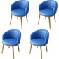 Glam Style Arm Chair Parsons 16.5" Wide Dining Chair for Dining Room Blue Faux Leather 4 Piece Set Clearhalo 'Dining Chairs' 'Dining Tables & Seating' 'dining_chair' 'furn' 'furn_dining_chair' 'Furniture' 'furniture_dining_chair' 'Kitchen & Dining Furniture' 5005098