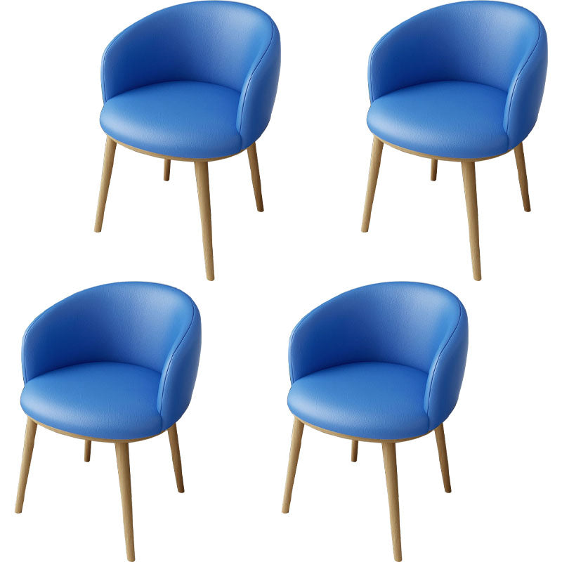 Glam Style Arm Chair Parsons 16.5" Wide Dining Chair for Dining Room Blue Faux Leather 4 Piece Set Clearhalo 'Dining Chairs' 'Dining Tables & Seating' 'dining_chair' 'furn' 'furn_dining_chair' 'Furniture' 'furniture_dining_chair' 'Kitchen & Dining Furniture' 5005098
