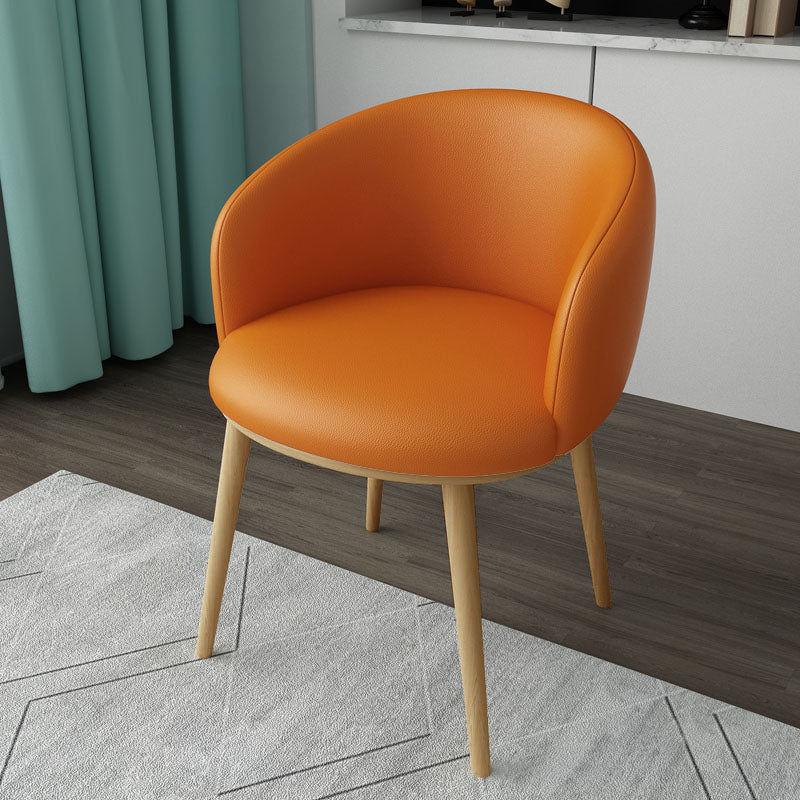 Glam Style Arm Chair Parsons 16.5" Wide Dining Chair for Dining Room Orange Faux Leather 1 Piece Clearhalo 'Dining Chairs' 'Dining Tables & Seating' 'dining_chair' 'furn' 'furn_dining_chair' 'Furniture' 'furniture_dining_chair' 'Kitchen & Dining Furniture' 5005099