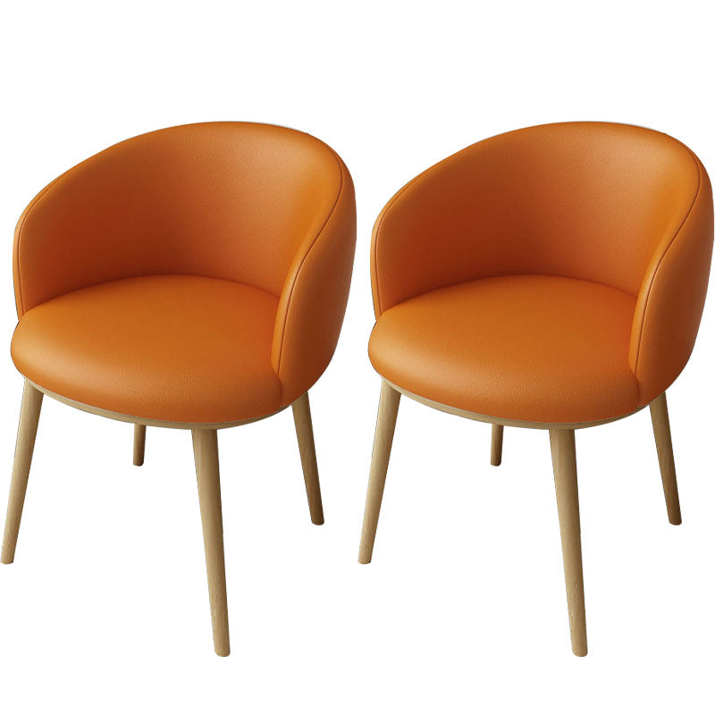 Glam Style Arm Chair Parsons 16.5" Wide Dining Chair for Dining Room Orange Faux Leather 2 Piece Set Clearhalo 'Dining Chairs' 'Dining Tables & Seating' 'dining_chair' 'furn' 'furn_dining_chair' 'Furniture' 'furniture_dining_chair' 'Kitchen & Dining Furniture' 5005100