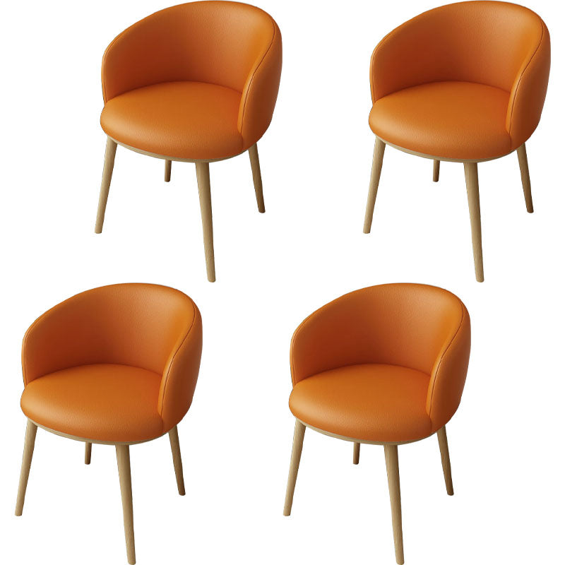 Glam Style Arm Chair Parsons 16.5" Wide Dining Chair for Dining Room Orange Faux Leather 4 Piece Set Clearhalo 'Dining Chairs' 'Dining Tables & Seating' 'dining_chair' 'furn' 'furn_dining_chair' 'Furniture' 'furniture_dining_chair' 'Kitchen & Dining Furniture' 5005101