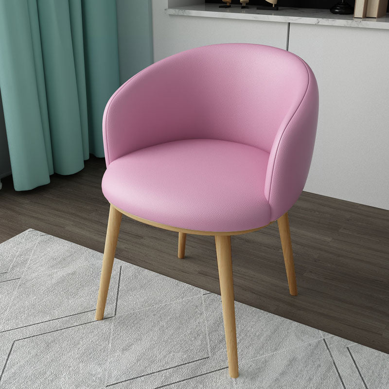 Glam Style Arm Chair Parsons 16.5" Wide Dining Chair for Dining Room Pink Faux Leather 1 Piece Clearhalo 'Dining Chairs' 'Dining Tables & Seating' 'dining_chair' 'furn' 'furn_dining_chair' 'Furniture' 'furniture_dining_chair' 'Kitchen & Dining Furniture' 5005102