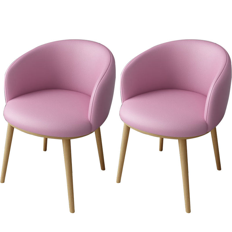 Glam Style Arm Chair Parsons 16.5" Wide Dining Chair for Dining Room Pink Faux Leather 2 Piece Set Clearhalo 'Dining Chairs' 'Dining Tables & Seating' 'dining_chair' 'furn' 'furn_dining_chair' 'Furniture' 'furniture_dining_chair' 'Kitchen & Dining Furniture' 5005103