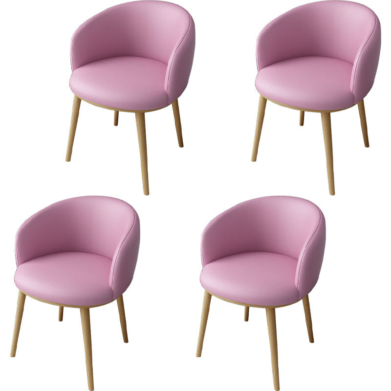 Glam Style Arm Chair Parsons 16.5" Wide Dining Chair for Dining Room Pink Faux Leather 4 Piece Set Clearhalo 'Dining Chairs' 'Dining Tables & Seating' 'dining_chair' 'furn' 'furn_dining_chair' 'Furniture' 'furniture_dining_chair' 'Kitchen & Dining Furniture' 5005104