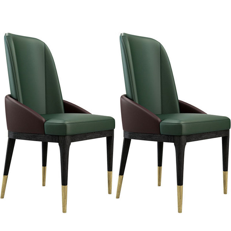 Nordic Dining Room Dining Chairs Armless Faux Leather Kitchen Chairs Green 2 Piece Set Clearhalo 'Dining Chairs' 'Dining Tables & Seating' 'dining_chair' 'furn' 'furn_dining_chair' 'Furniture' 'furniture_dining_chair' 'Kitchen & Dining Furniture' 5005111